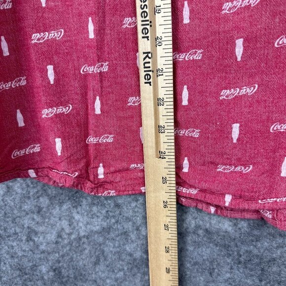 Vtg Coca-Cola Shirt Men S Iconic Classic Pattern Fit Button Up Short Sleeve - Picture 8 of 9